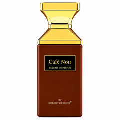 Café Noir Extrait de Parfum 100ml, Brandy Design Perfume. Bottle close-up, elegant and luxurious.