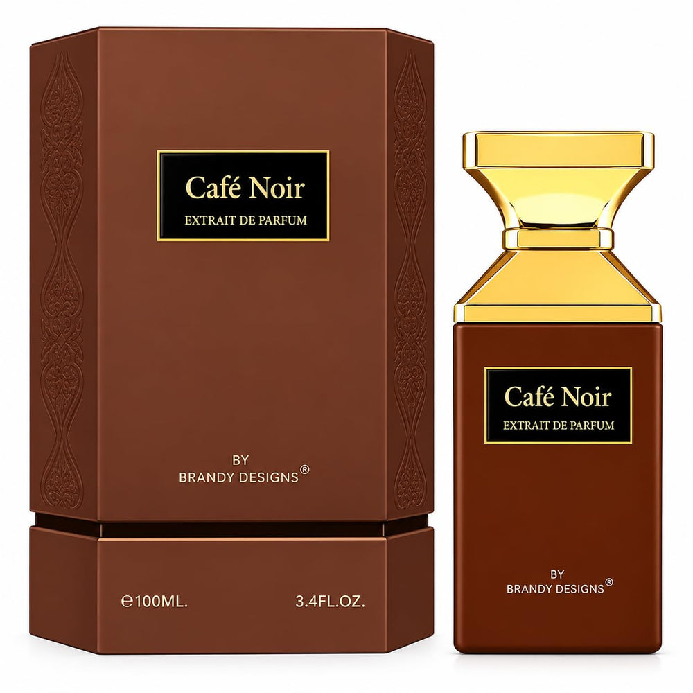 Café Noir Extrait de Parfum 100ml, Brandy Design, elegant dark bottle. Image 1 of 2.