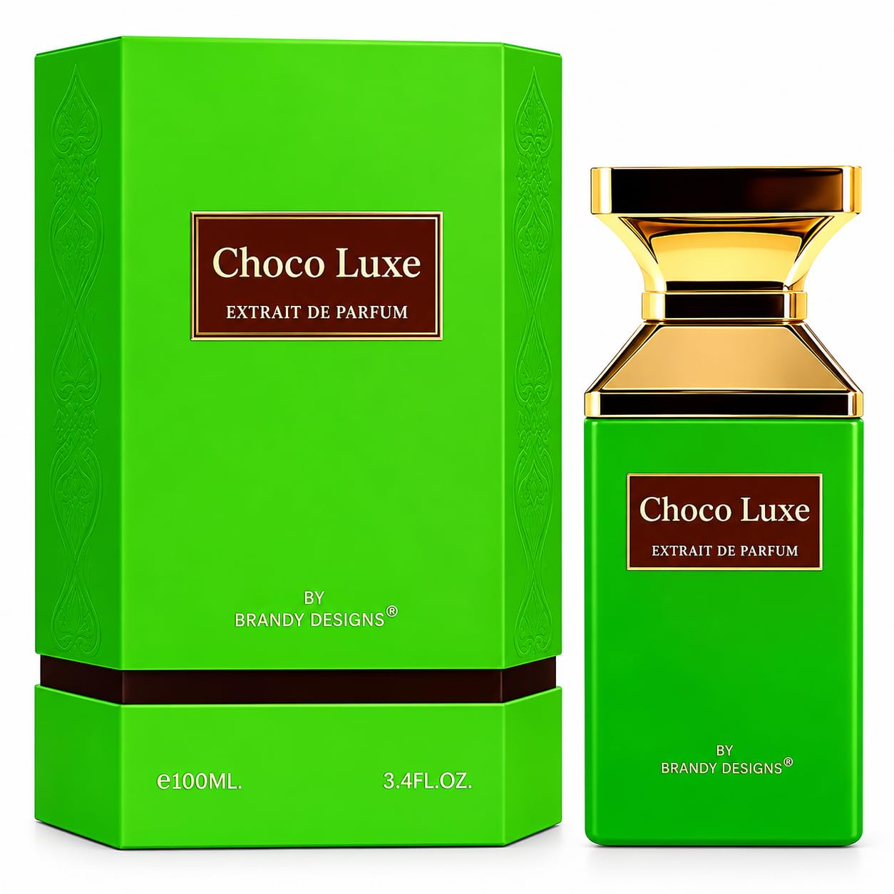 Choco Luxe 100ml Extrait Parfum, Brandy Design. Rich chocolate and cognac notes. Product image 1 of 2.