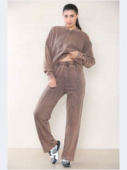 Acid Wash Oversized Bomber Style Fleece Zipper Co-ord - Grunge Wear