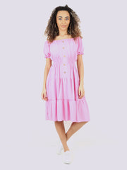 Italian Off The Shoulder Elasticated Waist Tiered Midi Dress