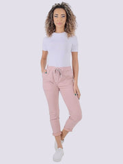 Women's Plain Magic Trousers, Ladies Italian Lagenlook Crushed Casual Stretchy Joggers Yoga Pants with Back Pocket