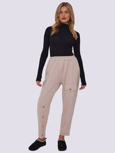 Women Italian Side-Button Cotton Trousers, Ladies Soft Stretch Comfy Bottoms Pants with Pockets