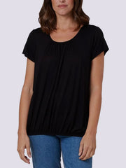 Elastic Waist Cap Sleeve Vest Top