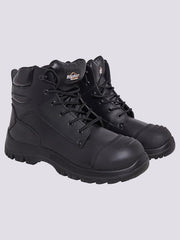 Mens Heavy-Duty Black Safety Work Boots Steel Toe, Slip & Oil-Resistant, Waterproof, and Durable, Industrial & Construction Footwear for Ultimate Protection & Comfort