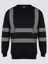 Mens High Visibility Crew Neck Sweatshirt Reflective Safety Workwear, Comfortable Hi-Vis Pullover with Reflective Tape, Ideal for Construction, Roadwork Tops