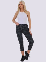 Ladies Italian Casual Stretch Camo Army Print Magic Trousers Joggers Bottom Pant