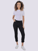Womens Stretch Plain Italian Side Diamante Magic Trousers, Ladies Comfy Crushed Lagenlook Joggers Jeggings Bottom Pants
