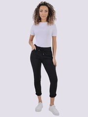Womens Stretch Plain Italian Side Diamante Magic Trousers, Ladies Comfy Crushed Lagenlook Joggers Jeggings Bottom Pants