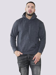 Mens Fleece Pullover Hoody Long Sleeve Hooded Sweatshirt, Plain Winter Wear Pull On Hoodie