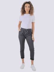 Women's Plain Magic Trousers, Ladies Italian Lagenlook Crushed Casual Stretchy Joggers Yoga Pants with Back Pocket