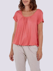 Elastic Waist Cap Sleeve Vest Top