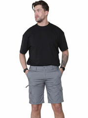 Mens Cargo Shorts Elasticated Waist – Mian Combat Multi Pocket Summer Work Shorts Plus Size