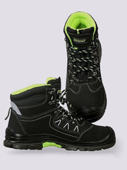 Mens Steel Toe Cap Shoes Shock Absorbing Safety Waterproof Workwear High Ankle Boots, SRC Slip Resistant Outer Sole Wicking Lining Shoes