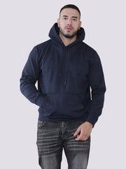 Mens Fleece Pullover Hoody Long Sleeve Hooded Sweatshirt, Plain Winter Wear Pull On Hoodie