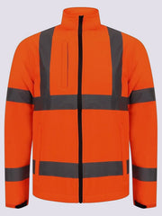 Hi Vis Viz Soft Shell Jacket High Visibility Heavy Duty Workwear Safety Security Waterproof Brushed Fleece Inner Work Wear Site Coat