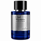 Oud Mystery Extrait de Parfum 100ml, elegant brandy bottle design.