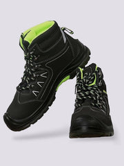 Mens Steel Toe Cap Shoes Shock Absorbing Safety Waterproof Workwear High Ankle Boots, SRC Slip Resistant Outer Sole Wicking Lining Shoes