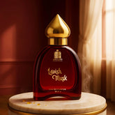 Lavish Musk Perfume Spray, EDP for men & women. Elegant bottle, front view. Image 1 of 8.