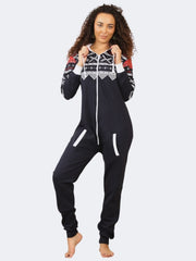 Women Fleece Aztec Print Onesie Christmas Jumpsuit