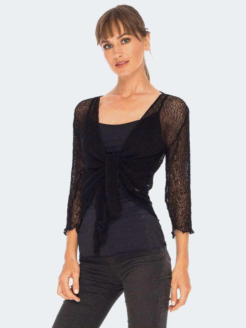 Women s Fish Net Tie Up Front Open Bolero Shrug Grunge Wear