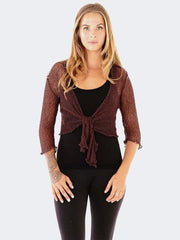 Women's Fish Net Tie Up Front Open Bolero Shrug - Grunge Wear