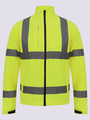 Hi Vis Viz Soft Shell Jacket High Visibility Heavy Duty Workwear Safety Security Waterproof Brushed Fleece Inner Work Wear Site Coat