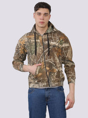 Mens Jungle Print Hoodie, Military Tactical Outdoor Hoody Hunting Hiking Fishing Camouflage Hooded Sweatshirt Top