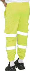 Mens hi vis workwear trousers fleece lined safety joggers
