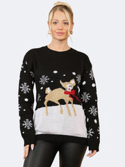 Women's Knitted Xmas Baby Reindeer Christmas Jumper