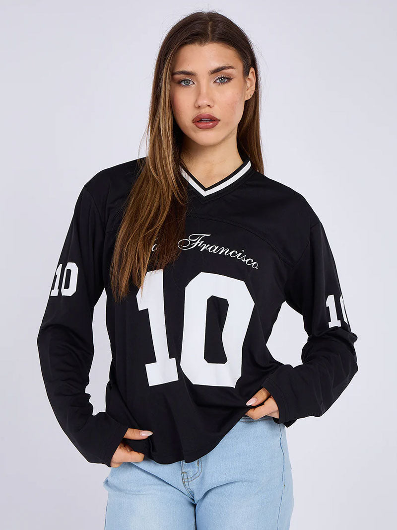 Long Sleeve V-Neck Football Jersey