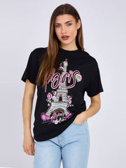 Bonjour Paris Graphic Printed T-Shirt
