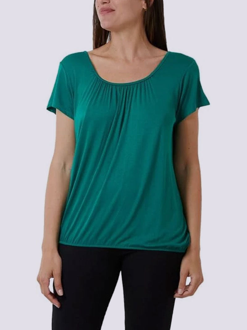 Elastic Waist Cap Sleeve Vest Top