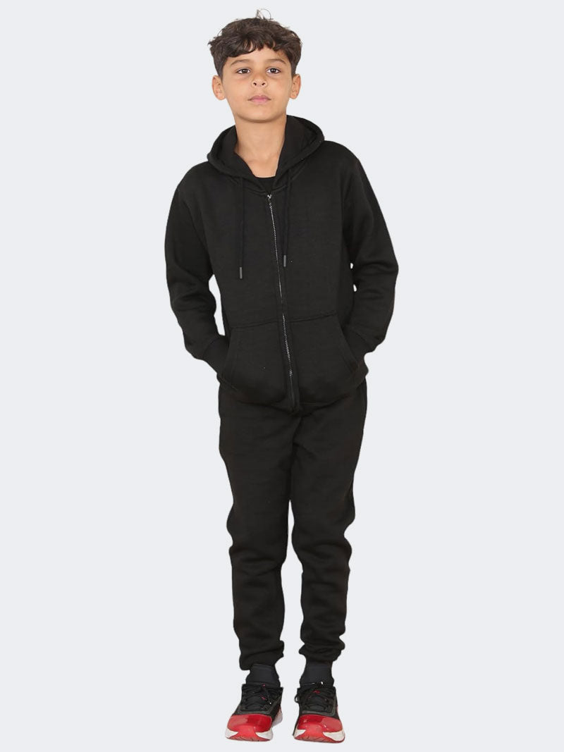 Boys Girls Back To School Plain Zipper Tracksuit - Grunge Wear