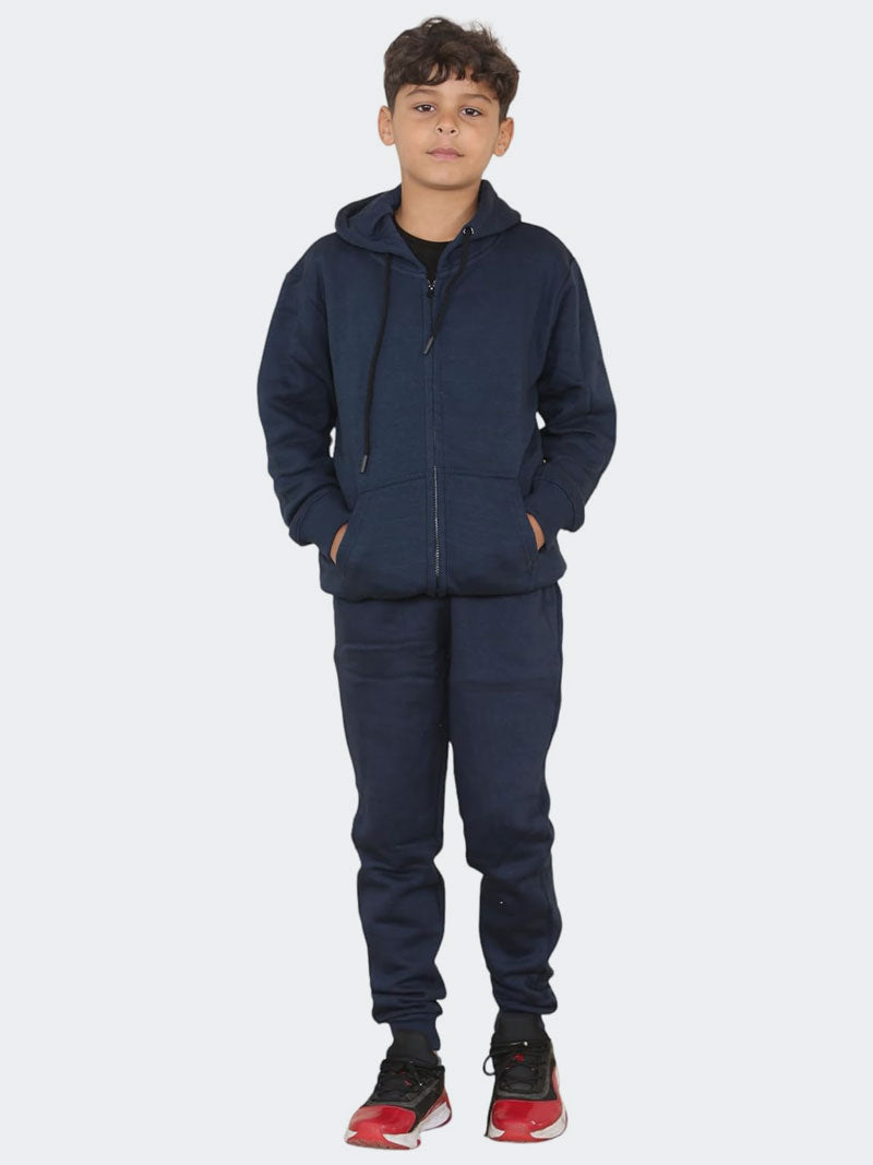 Boys Girls Back To School Plain Zipper Tracksuit - Grunge Wear