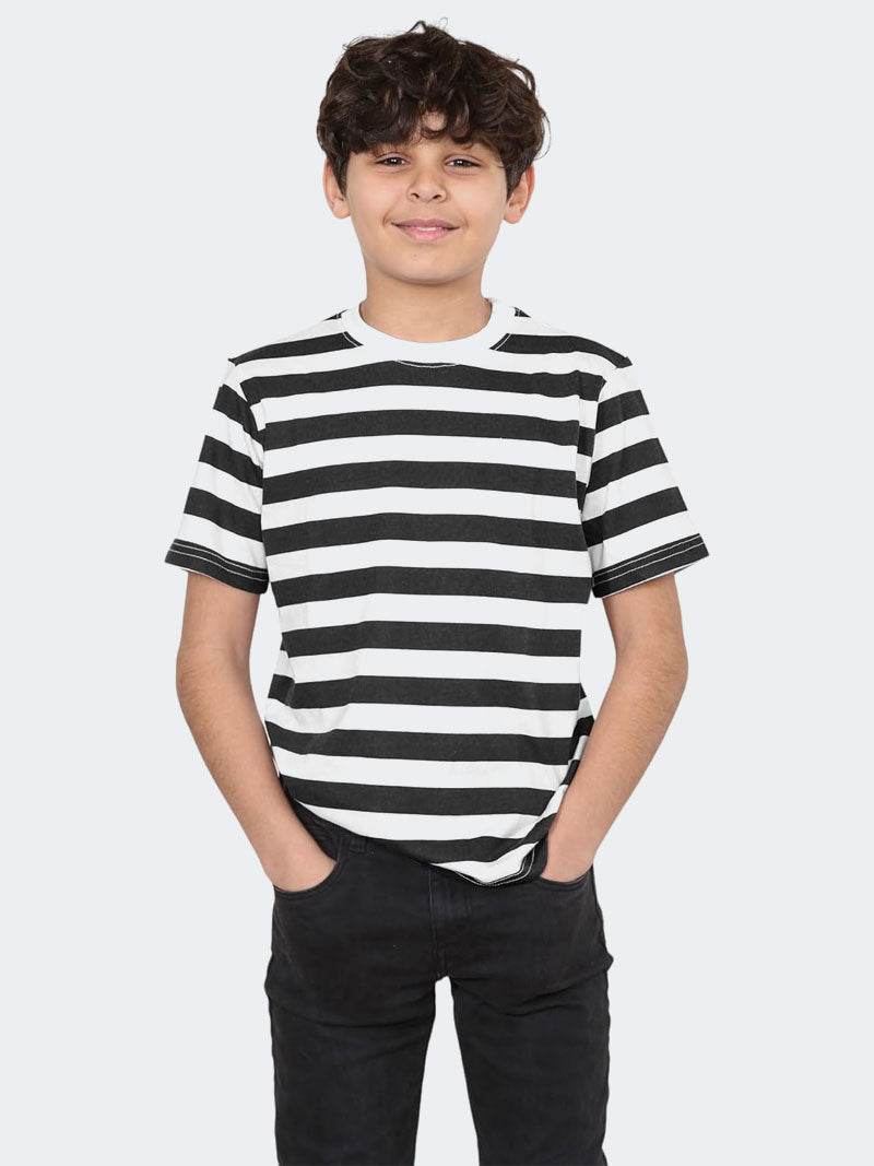 Boys Girls Stripe Short Sleeve Cotton T-Shirt - Grunge Wear