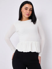 Bubble Hem Slinky Long Sleeve Top