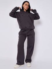 Front & Back Cross Embroidered Hooded Fleece Co-ord