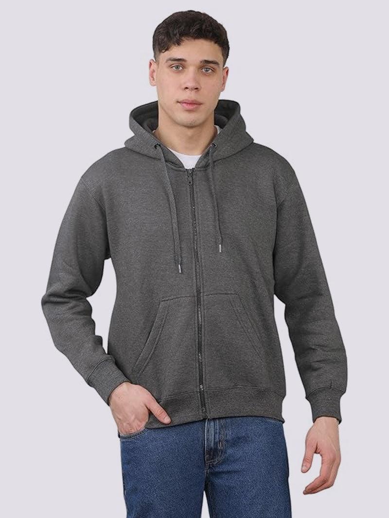 Mens Fleece Zip Up Hoody Jacket Long Sleeve Sweatshirt Hooded Top Mens Plain Winter Wear Zipper Hoodie