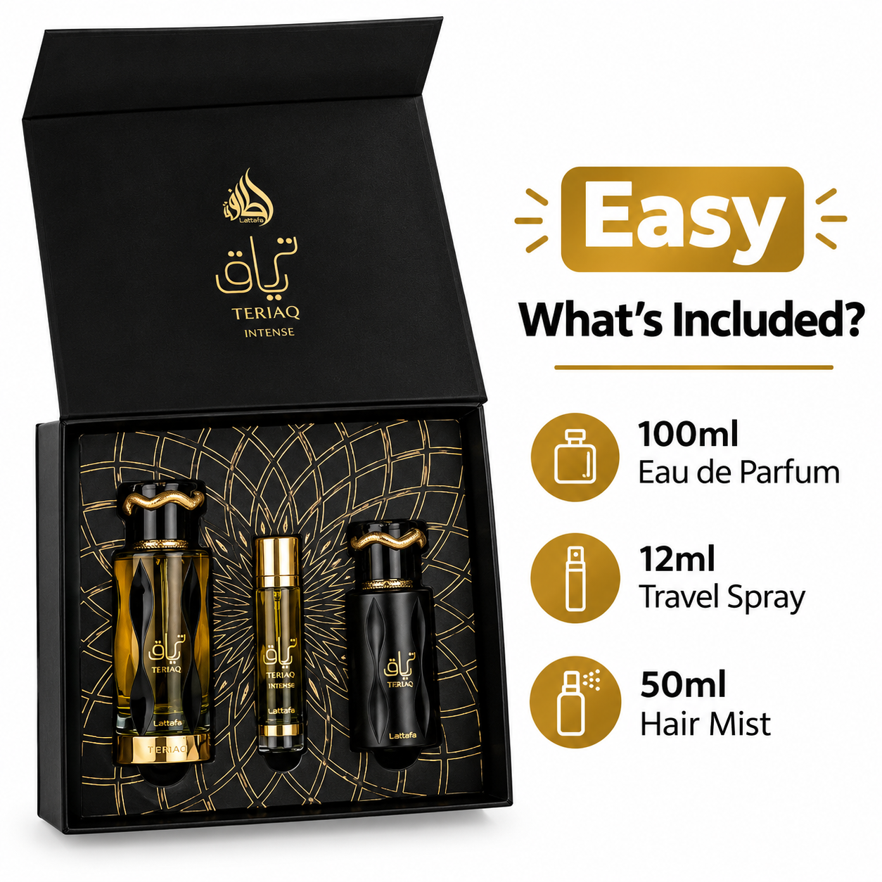 Teriaq Intense 3Pcs Gift Set By Lattafa - Image 2