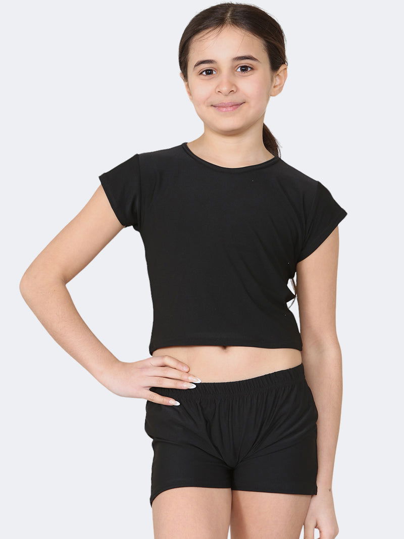 Girls Neon Microfiber Short Sleeve Crop Tops - Grunge Wear