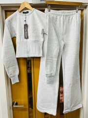Cropped Zip Up Sweatshirt & Wide Leg Trouser Tracksuit