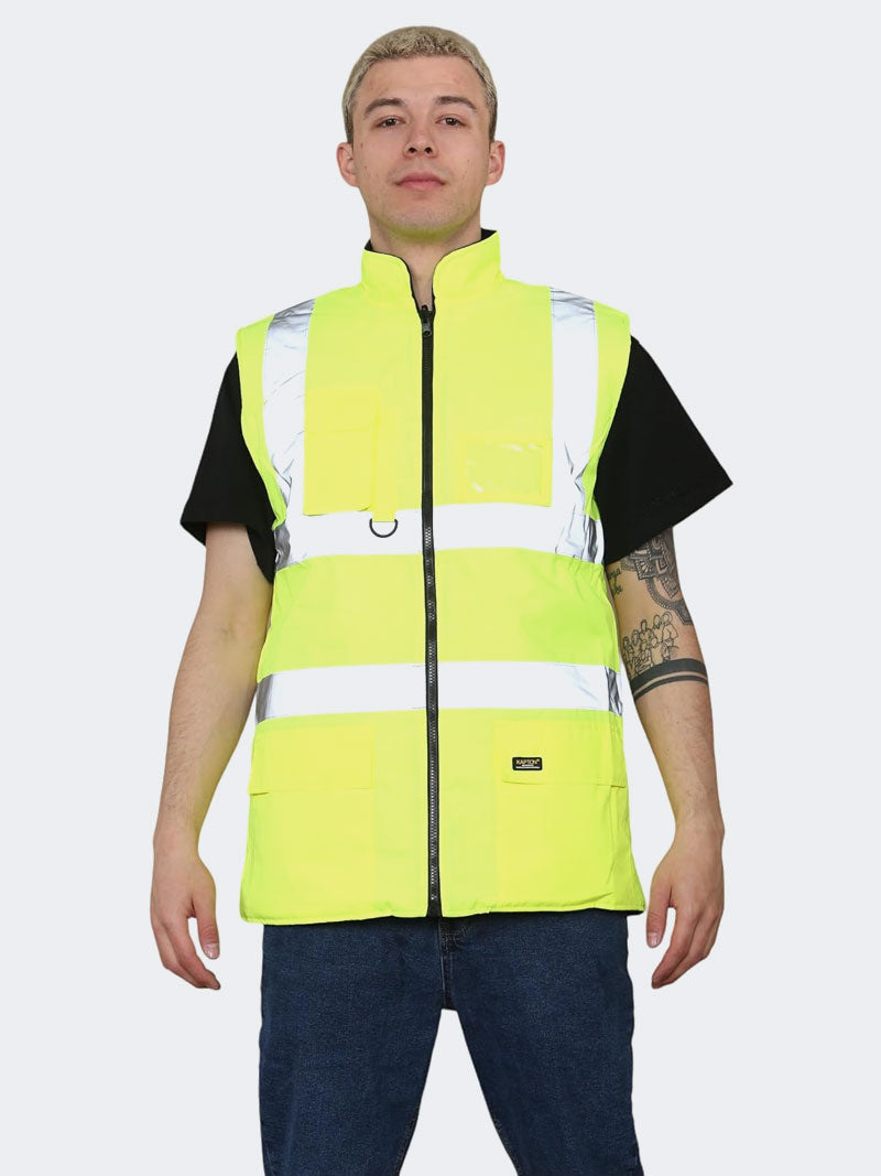 Hi Vis Bodywarmer Fleece Lined Reversible Gilet Jacket - Grunge Wear