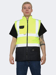 Hi Vis Bodywarmer Fleece Lined Reversible Gilet Jacket - Grunge Wear