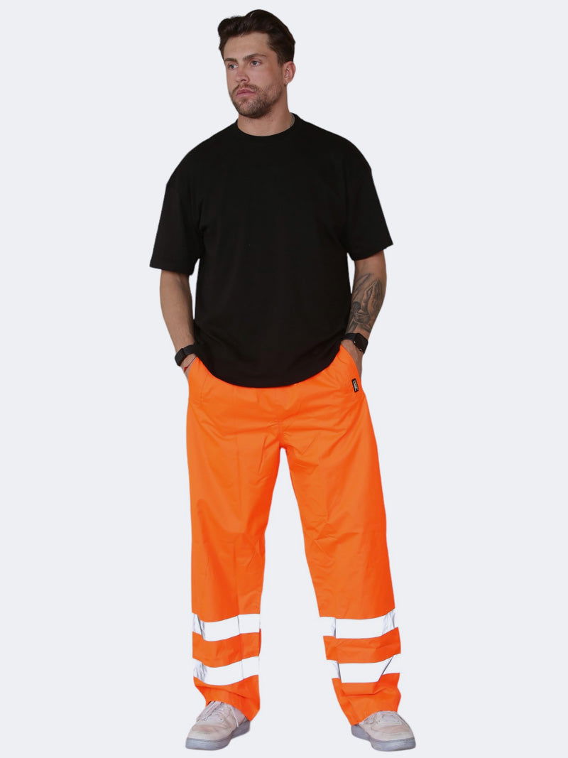 Hi Viz Men's Work Rain Trousers Reflective Safety Hi Vis Over Trouser - Grunge Wear