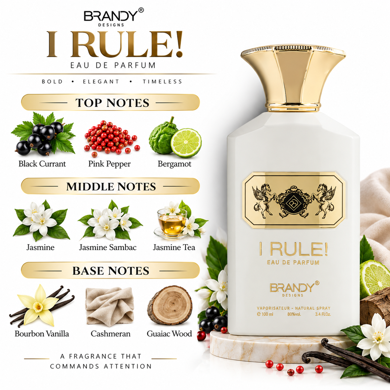 I RULE EDP 100ml Fragrance Spray by Brandy Design, elegant bottle, product image 3 of 3.