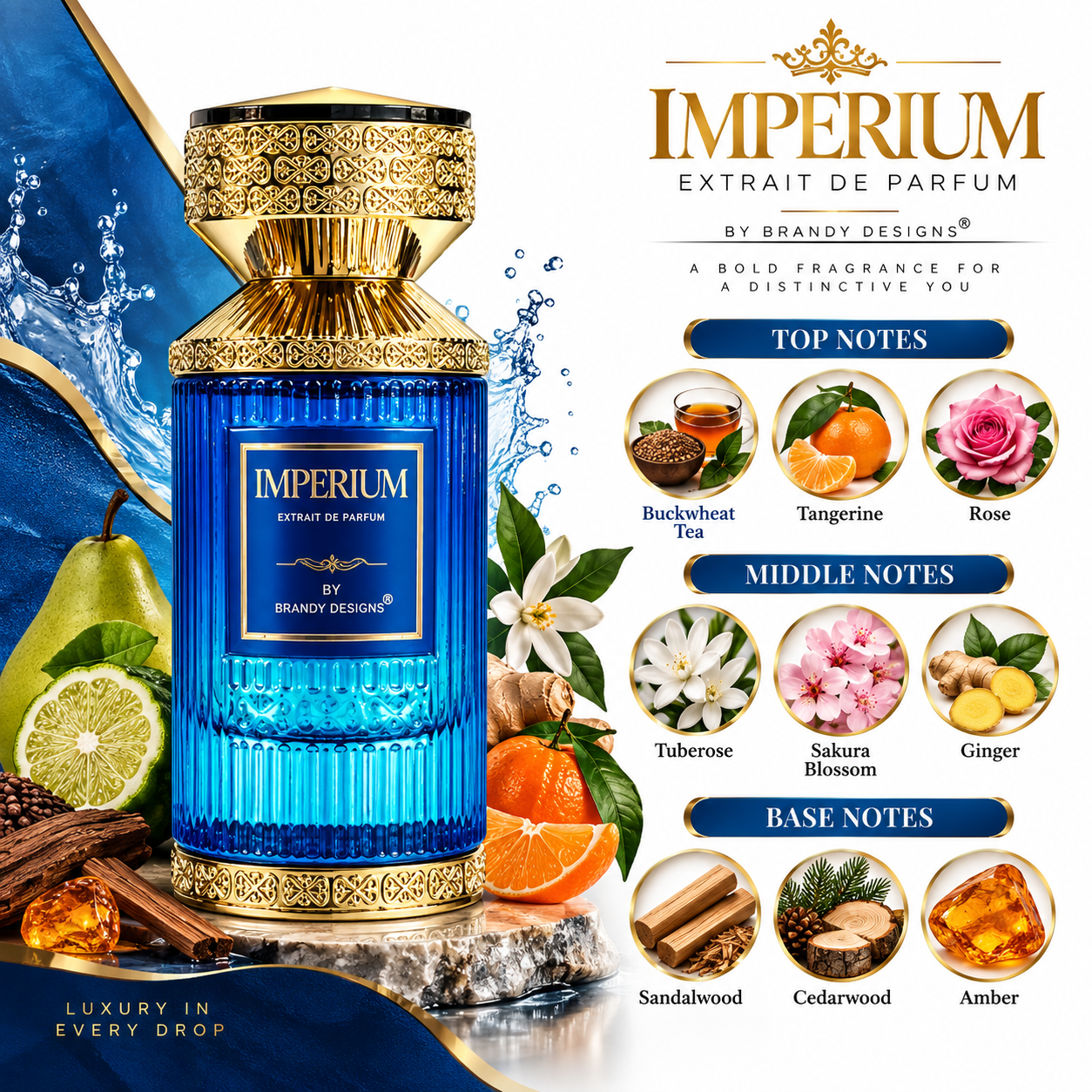 Brandy Design Imperium Extrait de Parfum 100ml for Men - elegant bottle, final product view