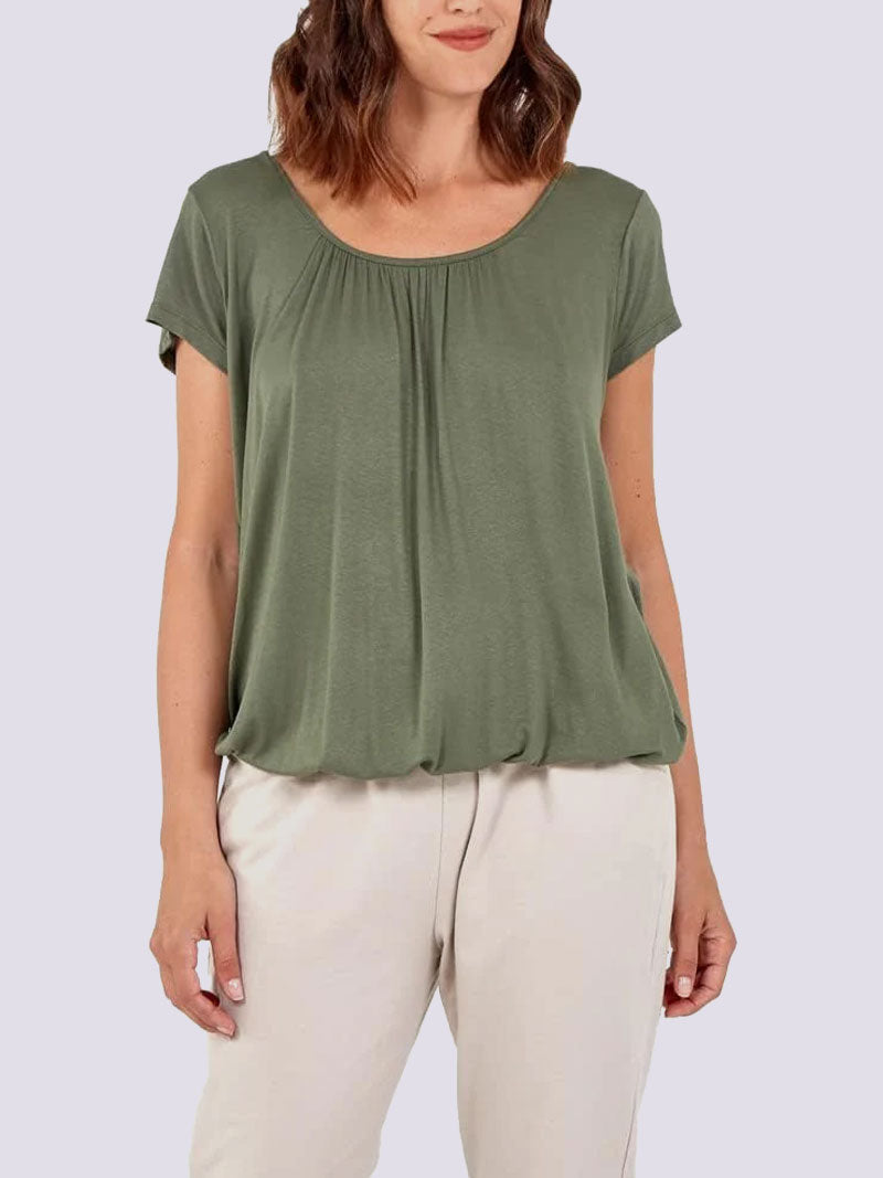Elastic Waist Cap Sleeve Vest Top