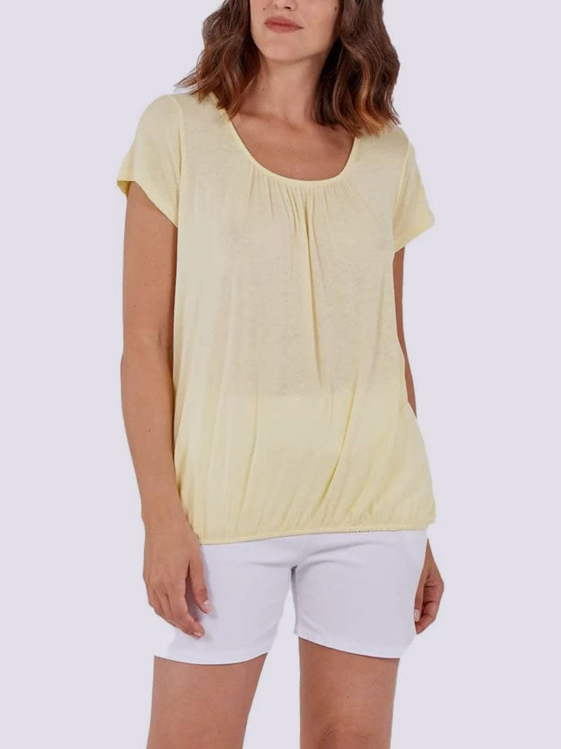 Elastic Waist Cap Sleeve Vest Top