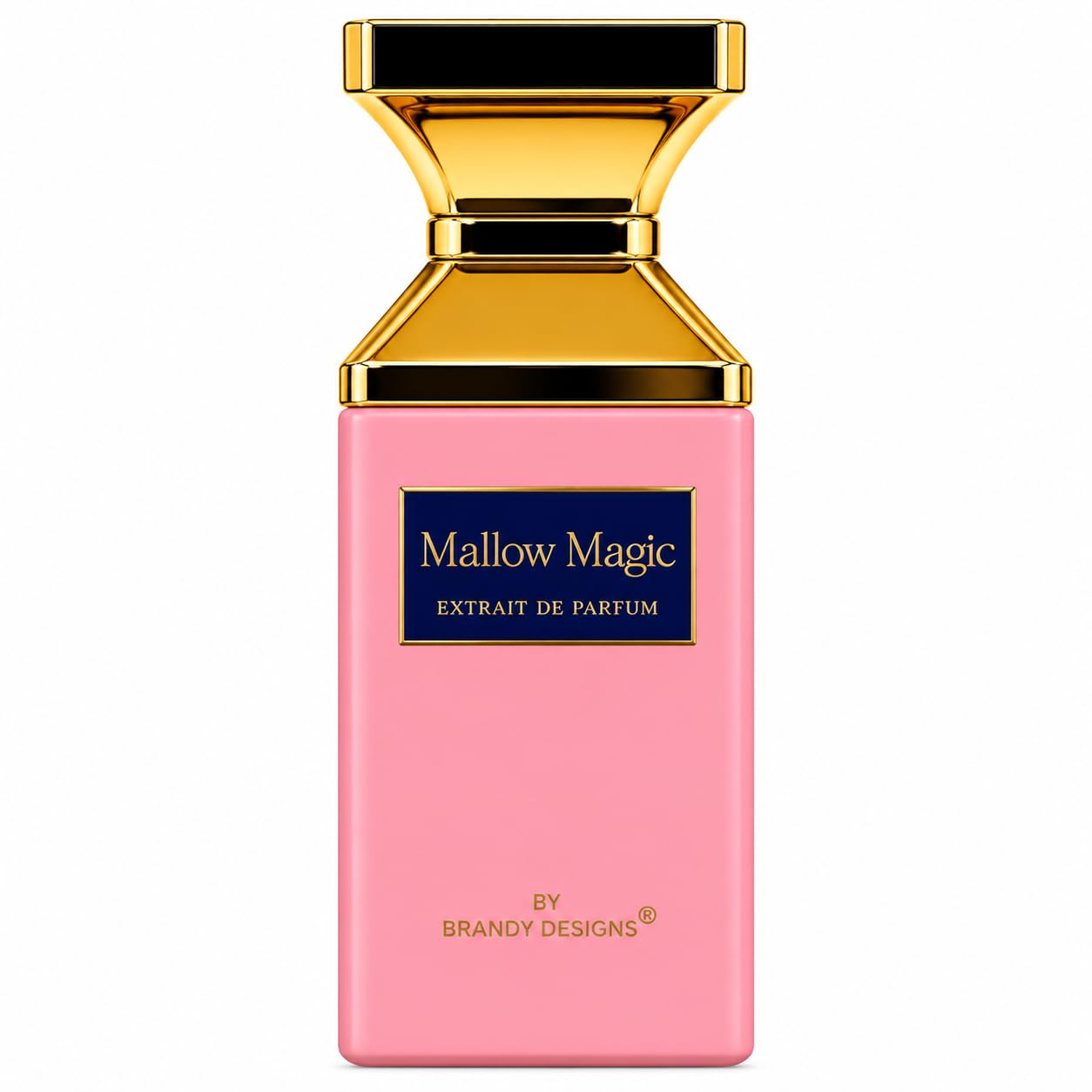 Mallow Magic Perfume 100ml by Brandy Design, extrait bottle close-up.